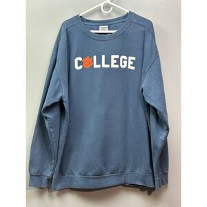 Clemson Tigers Comfort Colors College Sweatshirt Adult XXL Blue Paw Graphic